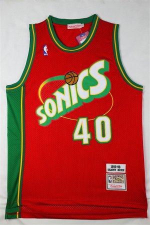 Maillot De Basket Seattle Supersonics Shawn Kemp 40 Engrener Retro Rouge